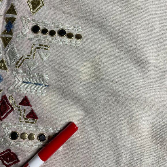 8ighth Dstrkt Mens Blue Pink Boho Embroidered Embellished Denim Jeans 40x34 - Picture 10 of 15